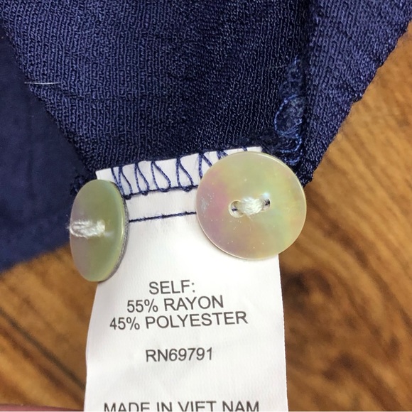 Fig & Flower Navy Blue Embroidered Floral Sheer Blouse - Picture 6 of 8